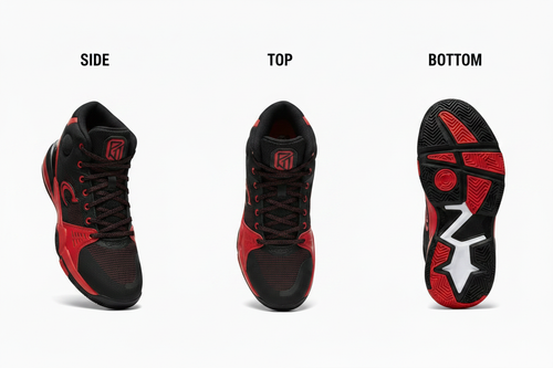 Basketball Shoe - Angled Side, Top, Bottom